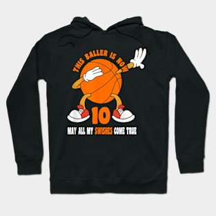 10 Year Old Happy 10th Birthday Basketball 10th Birthday Hoodie